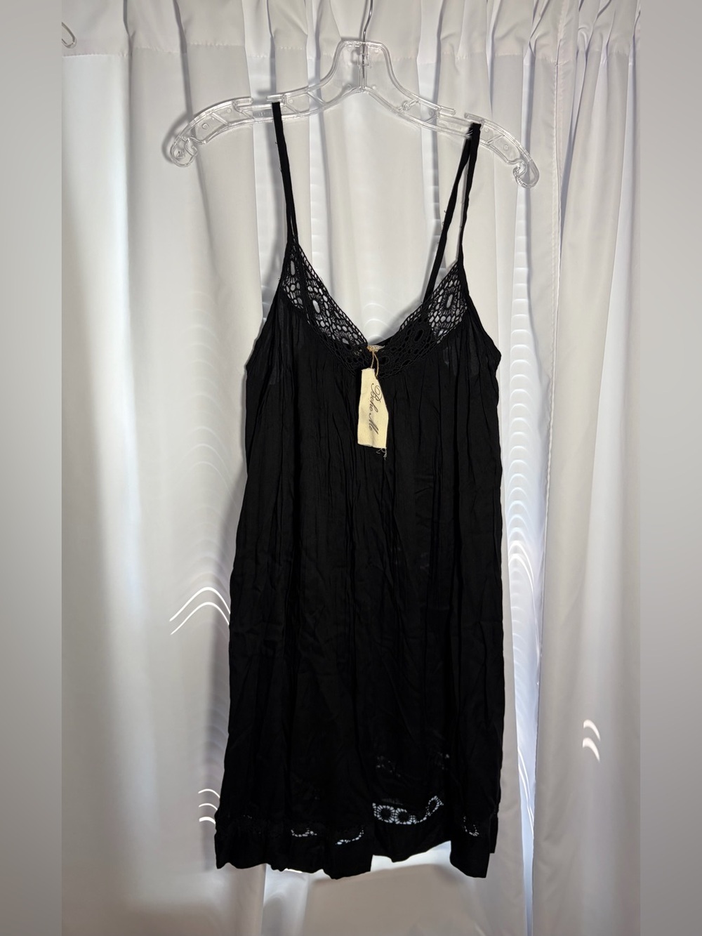 NWT BOHO ME Black Sundress with Lace Detail size M